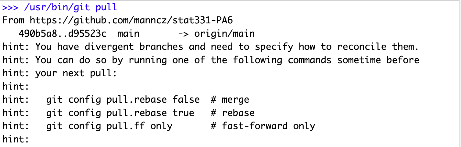 Git window error when cannot complete merge.